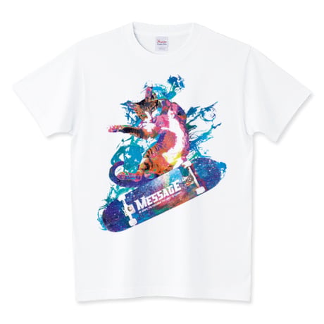 ねこスケートボードTシャツ「HIGH SPLASH」