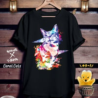 ねこアート黒Tシャツ「Carat Cats」