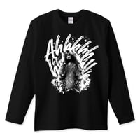 アニマル絶叫長袖黒Tシャツ「Marmot Scream」