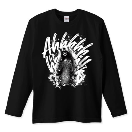 アニマル絶叫長袖黒Tシャツ「Marmot Scream」