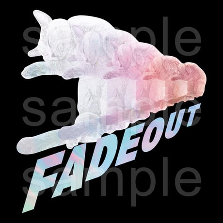 おもしろねこ黒Tシャツ「FADEOUT CATS」