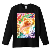 おもしろねこ長袖黒Tシャツ「Cats Punch」