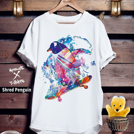 スケートボードTシャツ「Shred Penguin」