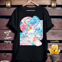 アートコラージュ黒Tシャツ「singing」