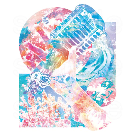 アートコラージュTシャツ「singing」