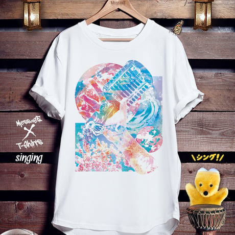 アートコラージュTシャツ「singing」