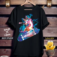 ねこスケートボード黒Tシャツ「HIGH SPLASH」