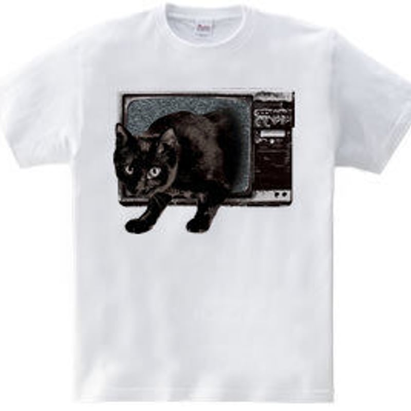 アニマルホラーTシャツ「黒猫テレビ」 | MessagE