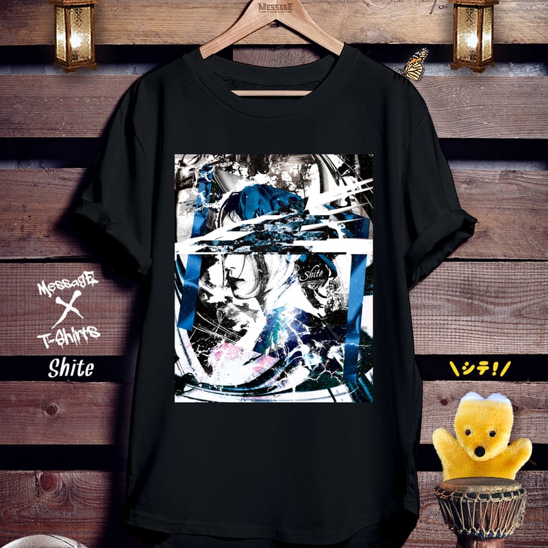 グラフィックアート黒Tシャツ「Shite」 | MessagE