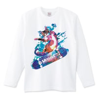 ねこスケートボード長袖Tシャツ「HIGH SPLASH」