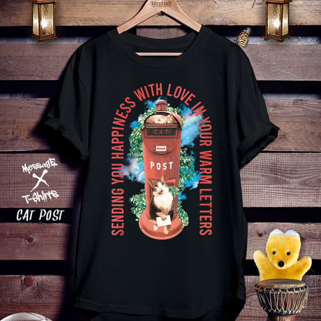おもしろねこポスト黒Tシャツ「CAT POST｣