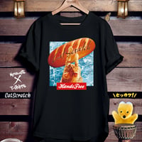 ねこフード黒Tシャツ「CatScratch」