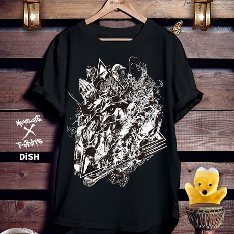 ストリートアート黒Tシャツ「DiSH」