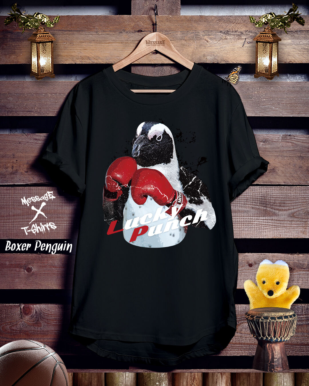 ペンギンボクシング黒Tシャツ「Boxer Penguin」 | MessagE ペンギンボクシング黒Tシャツ「Boxer Penguin」 | MessagE