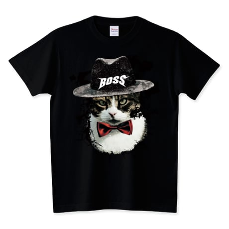 ねこストリート黒Tシャツ「BOSS CATS」