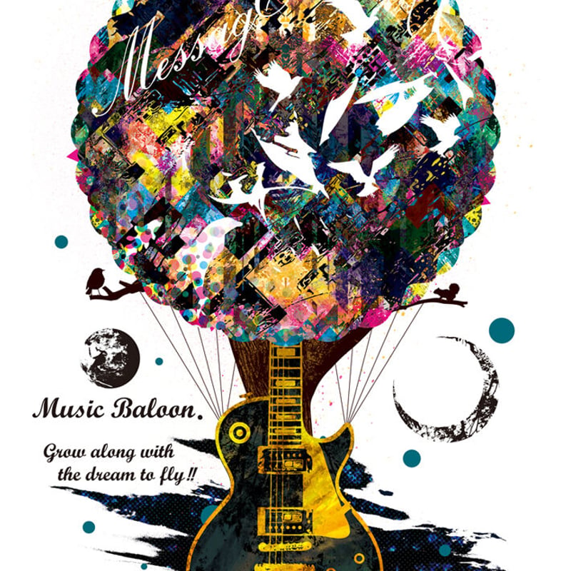 音楽アートTシャツ「Music Baloon」 | MessagE
