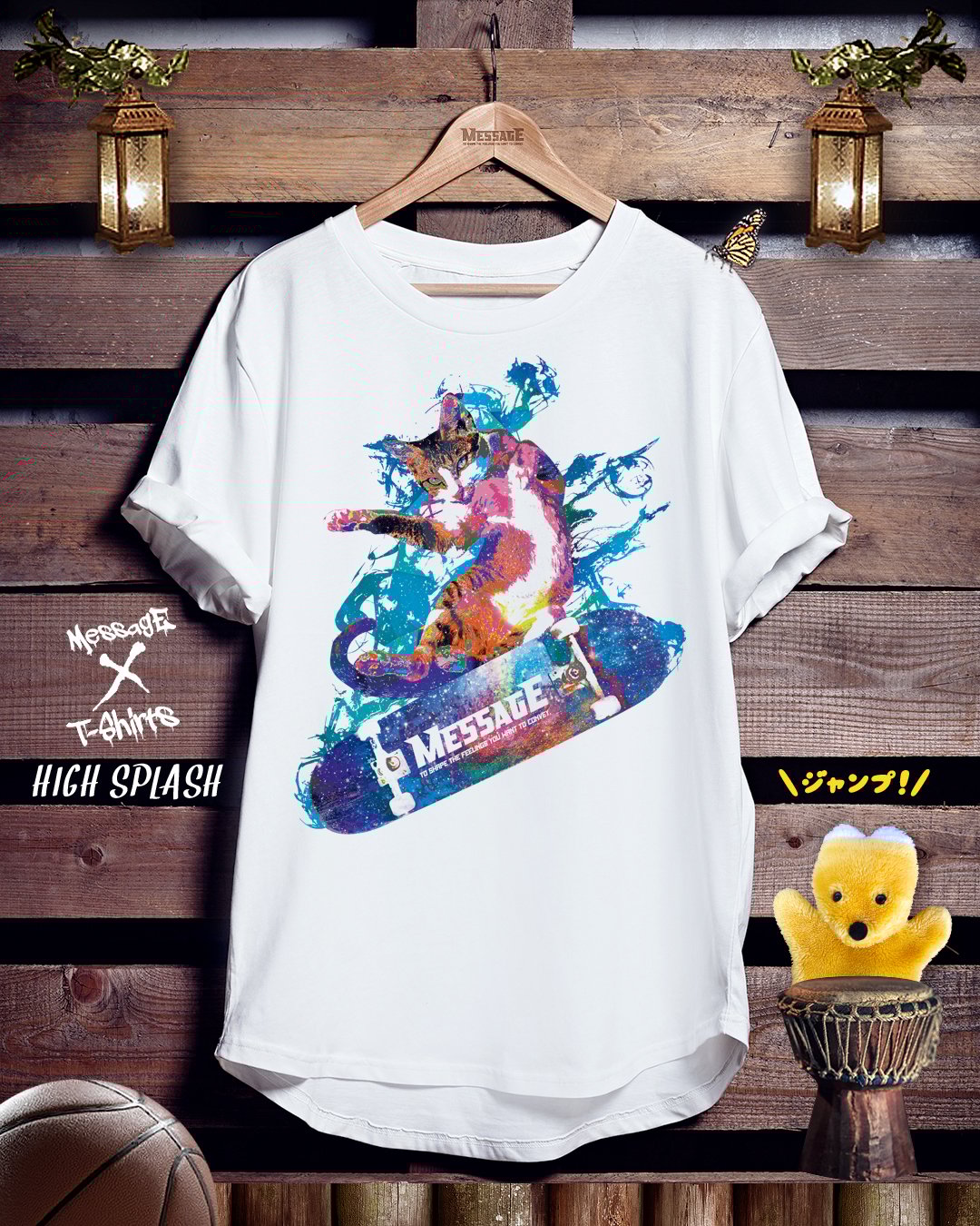 ねこスケートボードTシャツ「HIGH SPLASH」 | MessagE ねこスケートボードTシャツ「HIGH SPLASH」 | MessagE