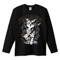 ねこ音楽長袖黒Tシャツ「STRATOSPHERE」