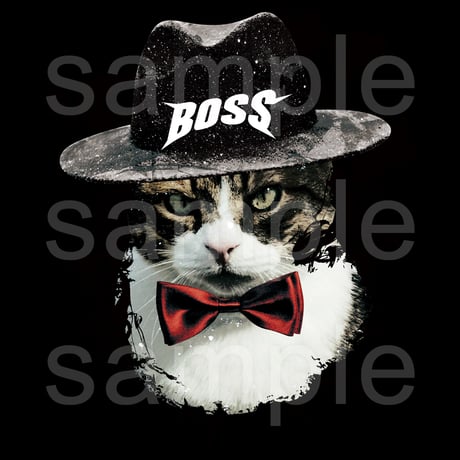 ねこストリート長袖黒Tシャツ「BOSS CATS」