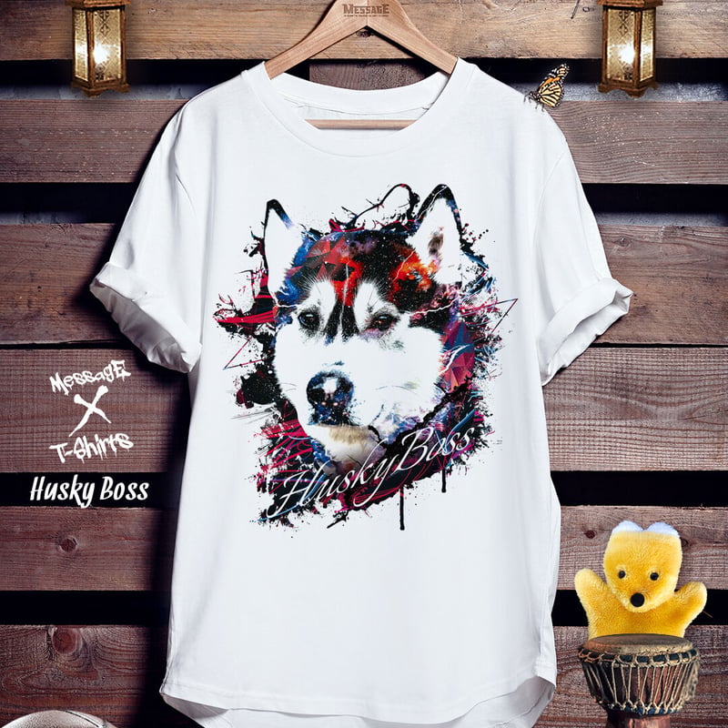 ハスキーアートTシャツ「Husky Boss」 | MessagE