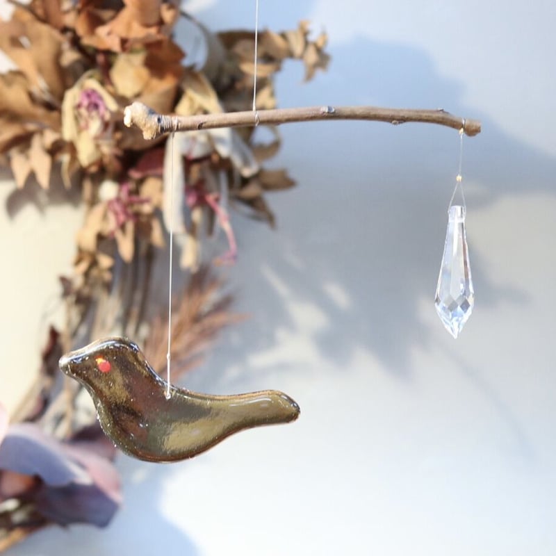 鳥さんとスワロのモビール | みやじまガラス工房Fizz Glass