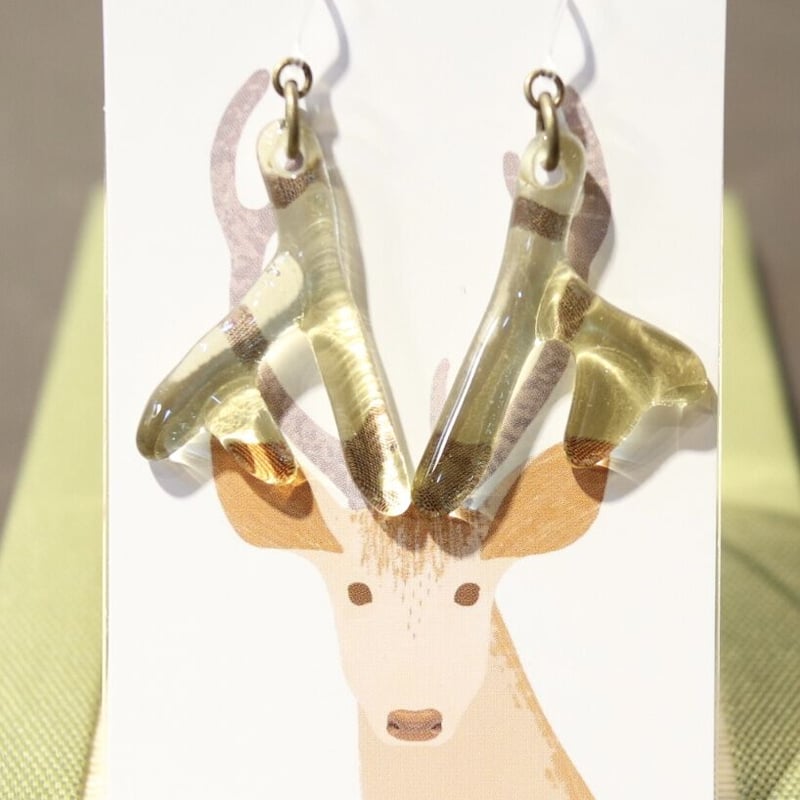 鹿角イヤリング/ピアス | みやじまガラス工房Fizz Glass