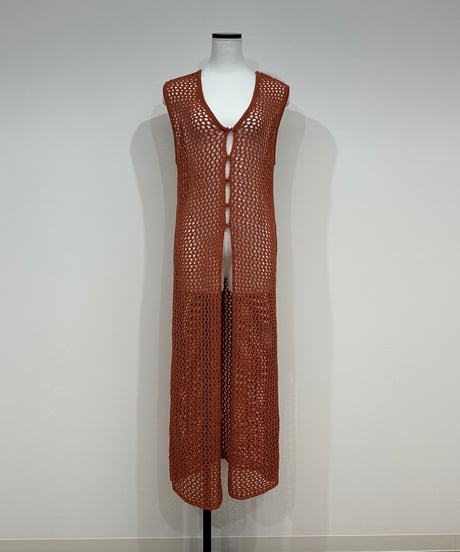 2way summer knit long gilet