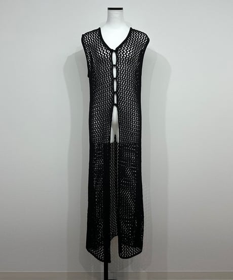 2way summer knit long gilet