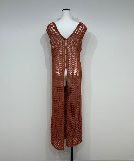 2way summer knit long gilet