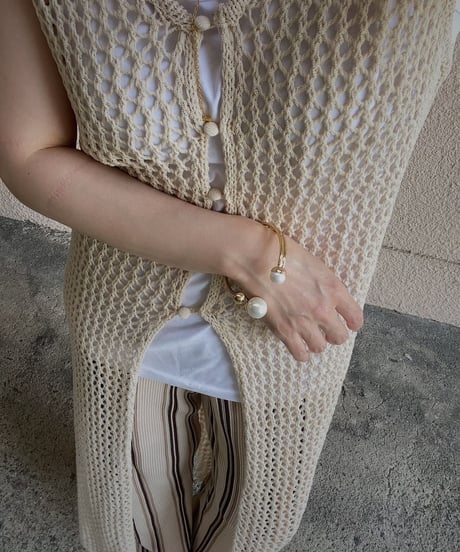 2way summer knit long gilet