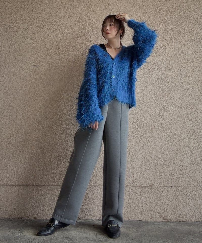 shaggy knit cardigan | Amu