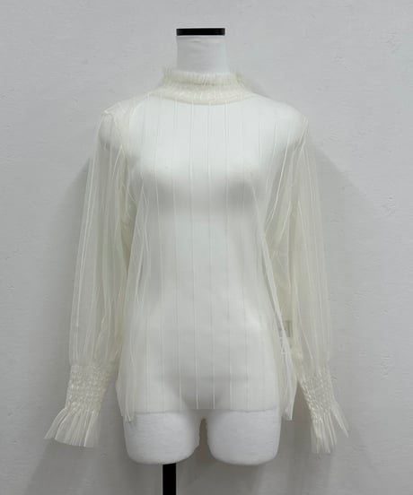 【SAVENSENSE】stripe tulle tops