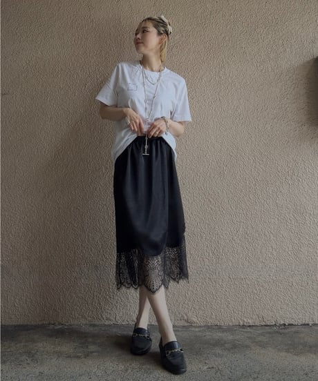 hemlace satin skirt