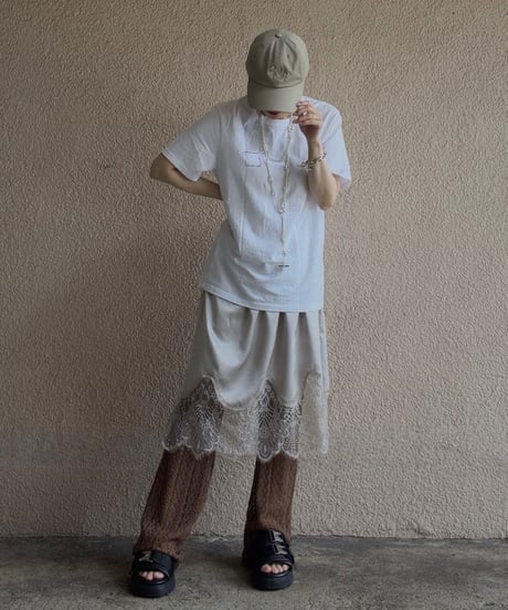 hemlace satin skirt
