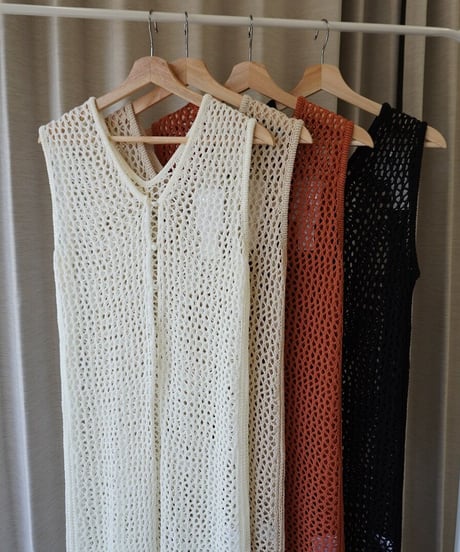 2way summer knit long gilet
