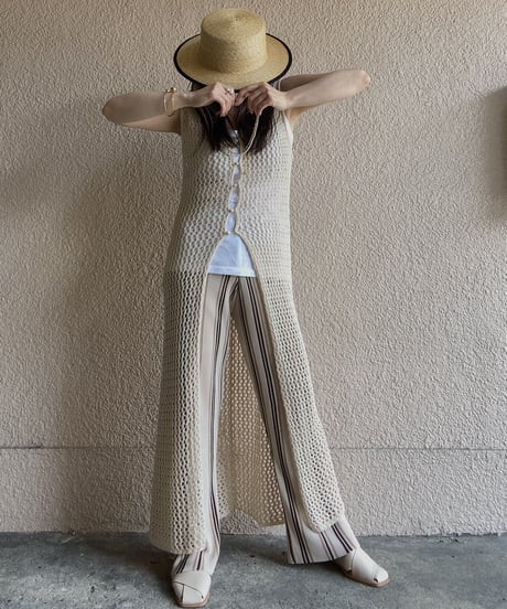 2way summer knit long gilet