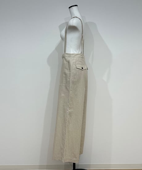 クロシェハンドニットベスト＋Amu2ウェイタンクトップ＋サスペンダーワイドパンツ
