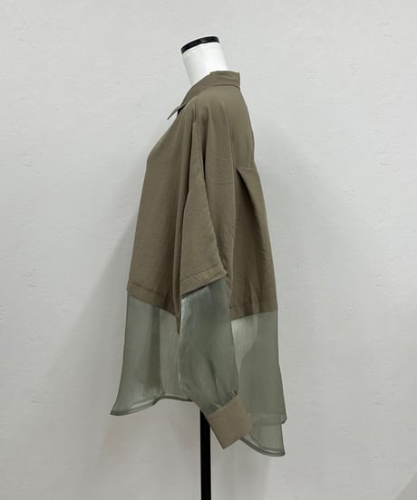 sheer shiny hem shirt