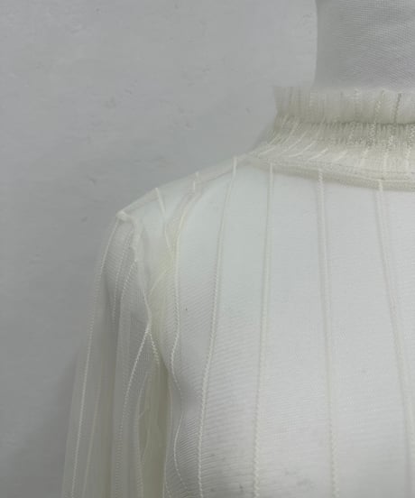 【SAVENSENSE】stripe tulle tops