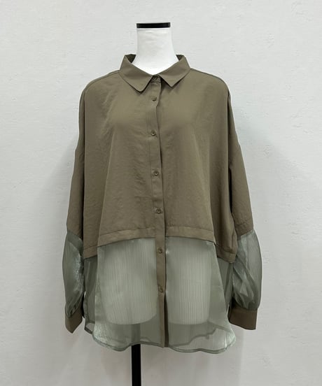 sheer shiny hem shirt