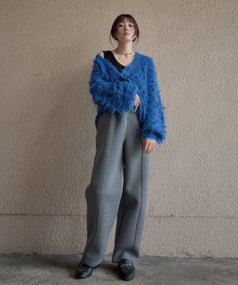 shaggy knit cardigan | Amu