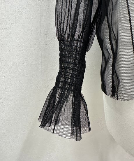 【SAVENSENSE】stripe tulle tops