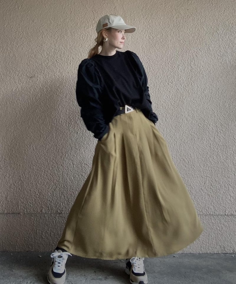 tuck long skirt | Amu