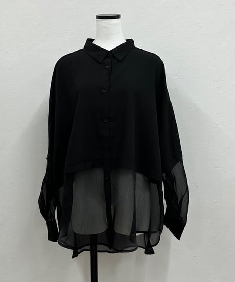sheer shiny hem shirt