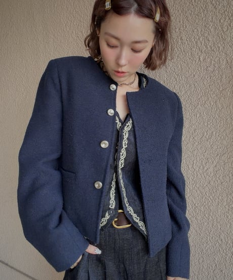 embroidery vest　tuckPT woolJK 3SET