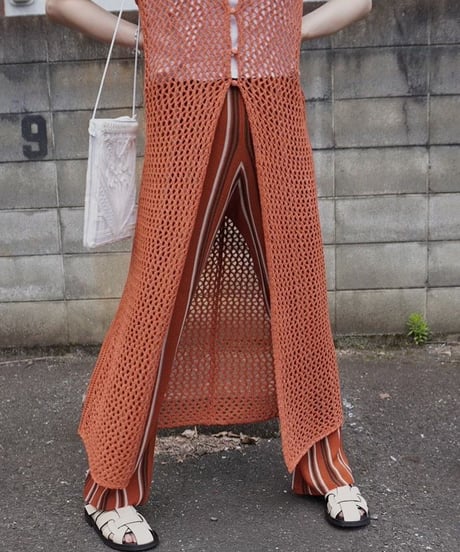 2way summer knit long gilet