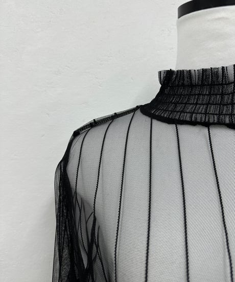 【SAVENSENSE】stripe tulle tops