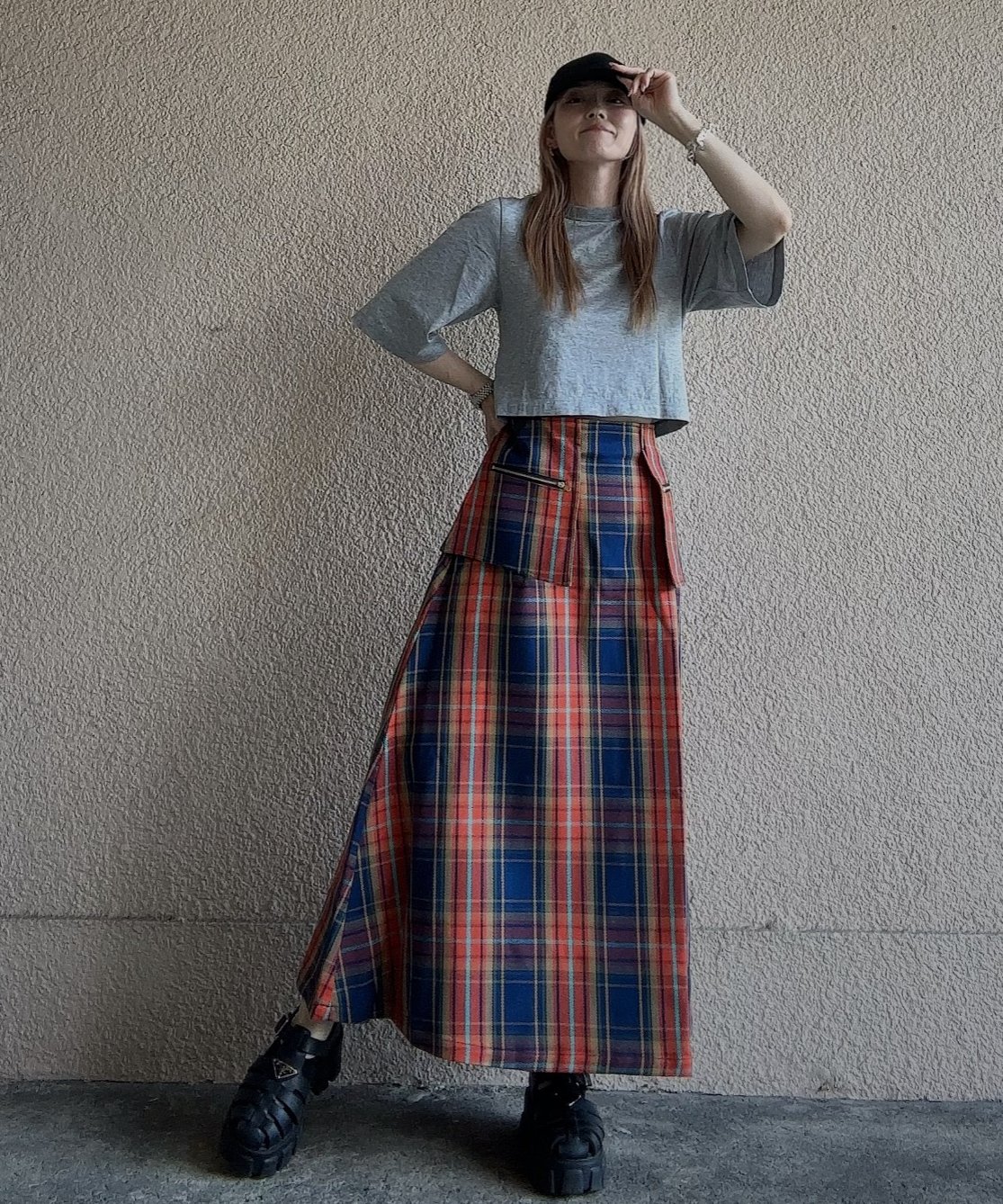 multi check skirt