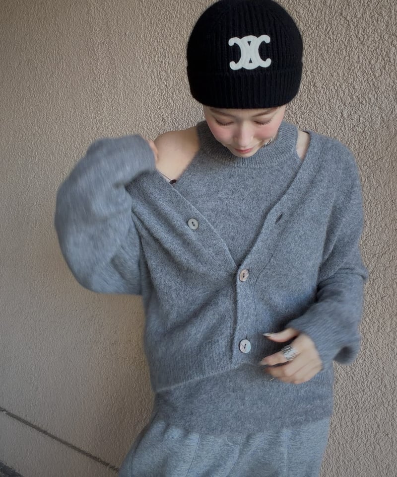 karry グレー アメスリニット KARRY】fox cashmere ensemble knit | Amu