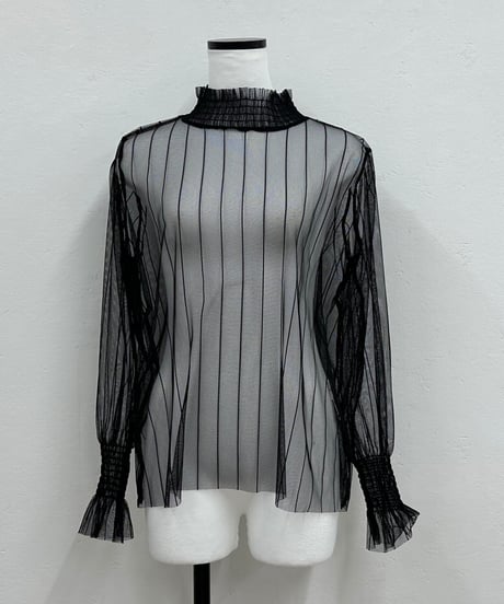 【SAVENSENSE】stripe tulle tops